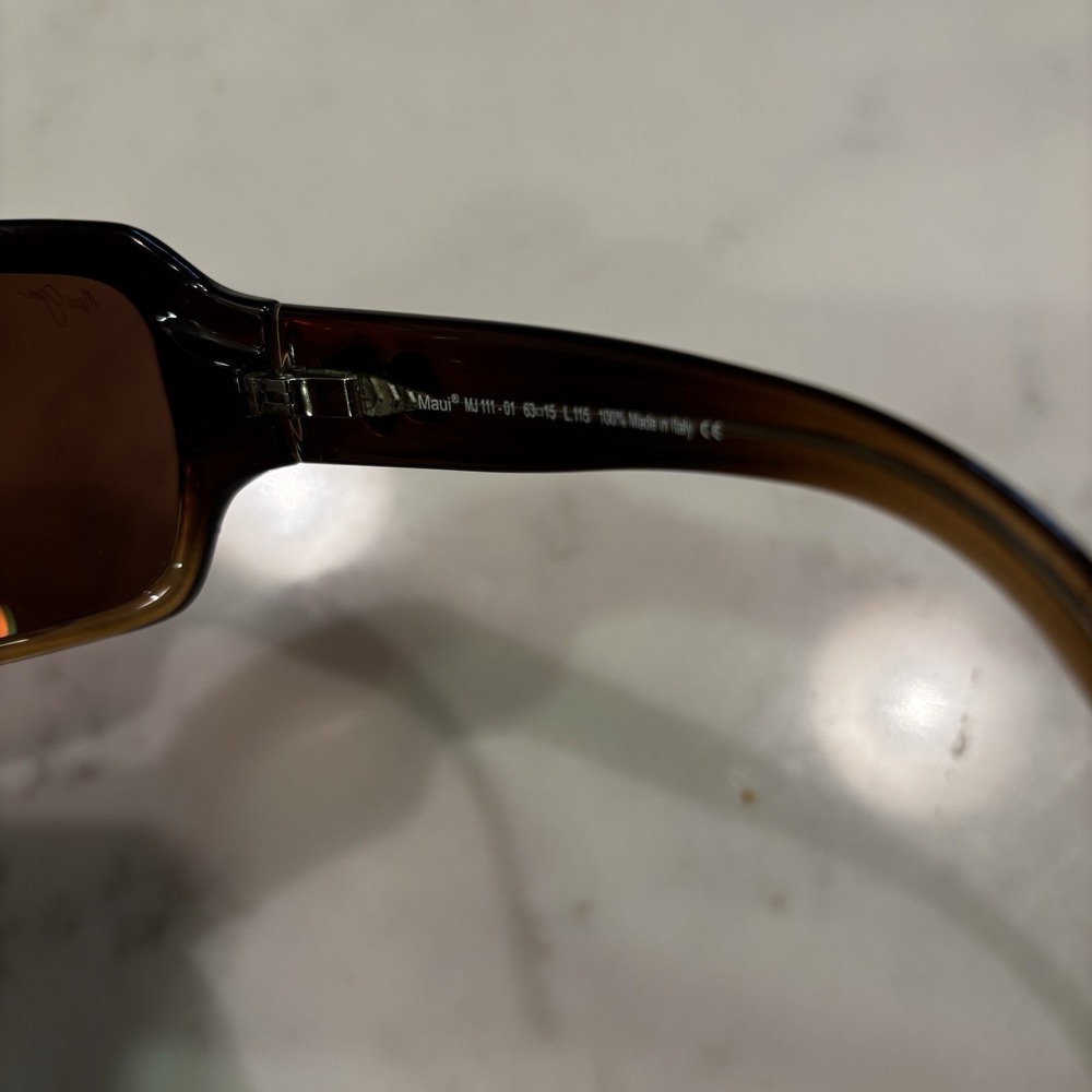 Maui Jim Wrap Polarized Sunglasses Palms MJ 111-01 Chocolate Bronze Unisex - Picture 6 of 7